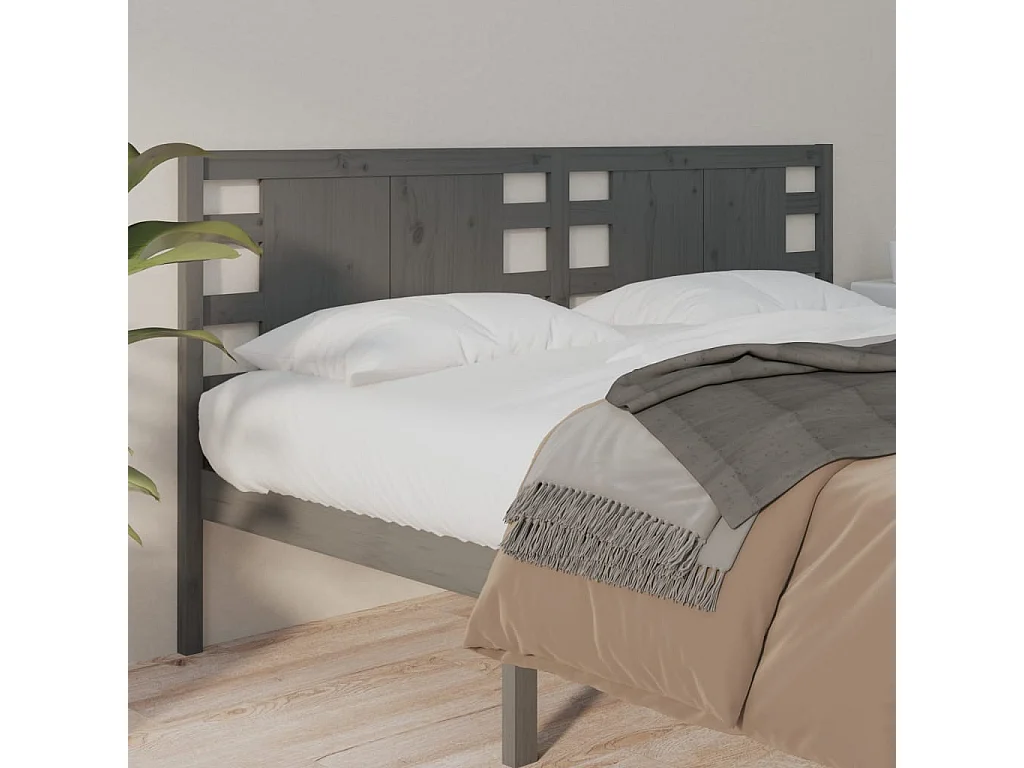 Hoofdbord | Hoofdeinde 126x4x100 cm massief grenenhout grijs