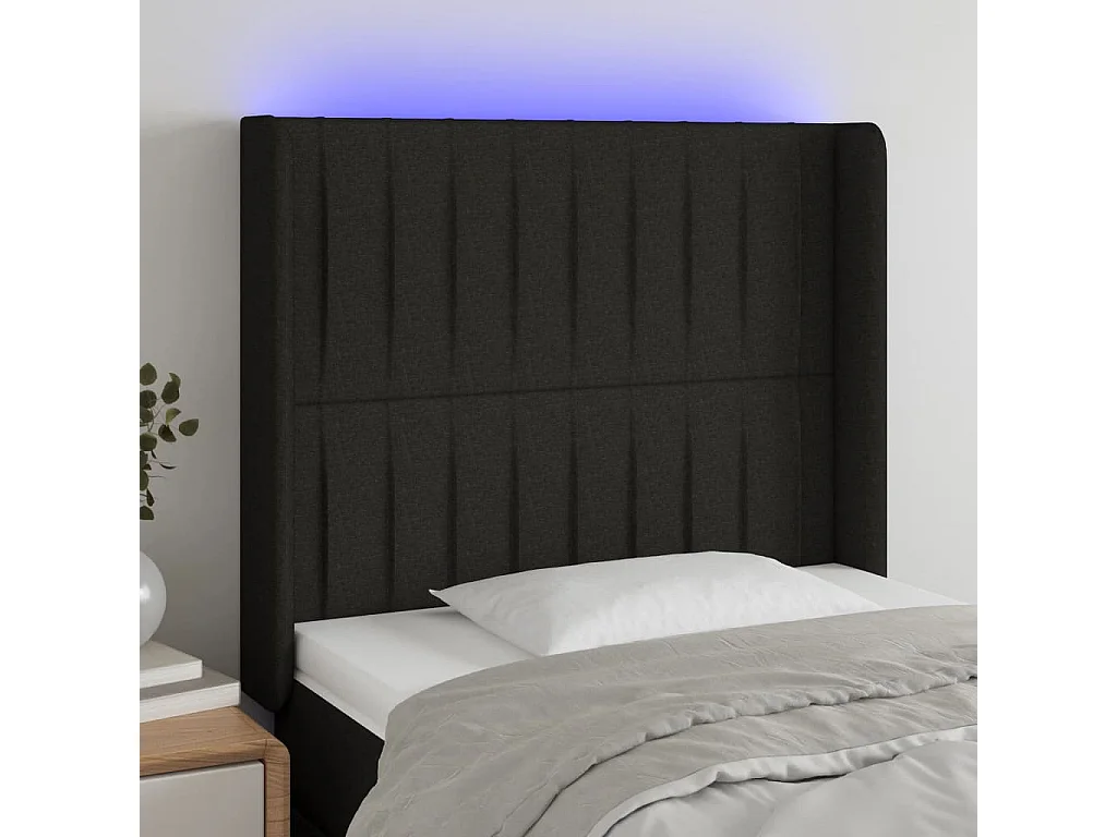 Hoofdbord | Hoofdeinde LED 93x16x118/128 cm stof zwart