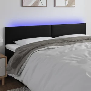 Hoofdbord | Hoofdeinde LED 160x5x78/88 cm kunstleer zwart Hoofdbord | Hoofdeinde LED 160x5x78/88 cm kunstleer zwart
