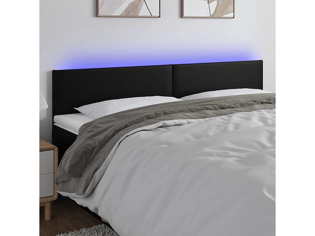 Hoofdbord | Hoofdeinde LED 160x5x78/88 cm kunstleer zwart