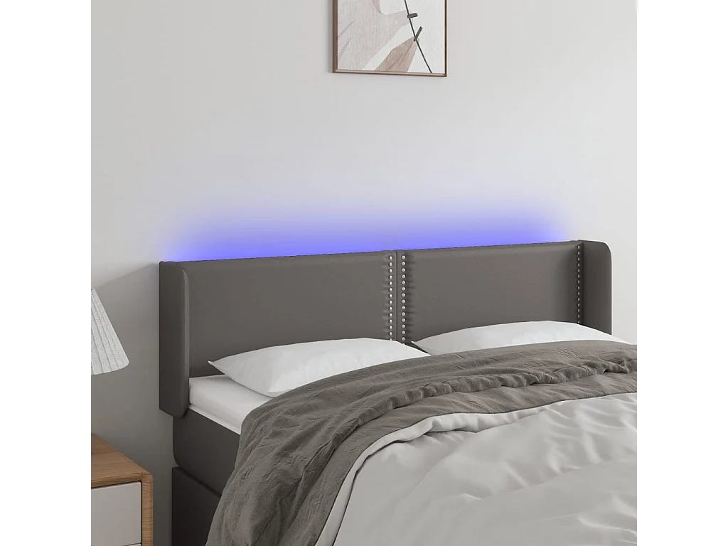 Hoofdbord | Hoofdeinde LED 147x16x78/88 cm kunstleer grijs