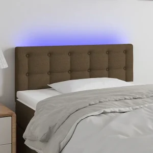 Hoofdbord | Hoofdeinde LED 80x5x78/88 cm stof donkerbruin