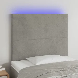 Hoofdbord | Hoofdeinde LED 90x5x118/128 cm fluweel lichtgrijs Hoofdbord | Hoofdeinde LED 90x5x118/128 cm fluweel lichtgrijs
