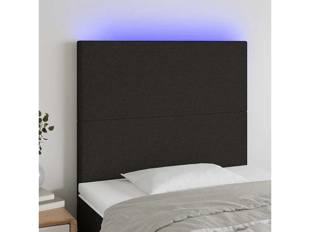 Hoofdbord | Hoofdeinde LED 80x5x118/128 cm stof zwart