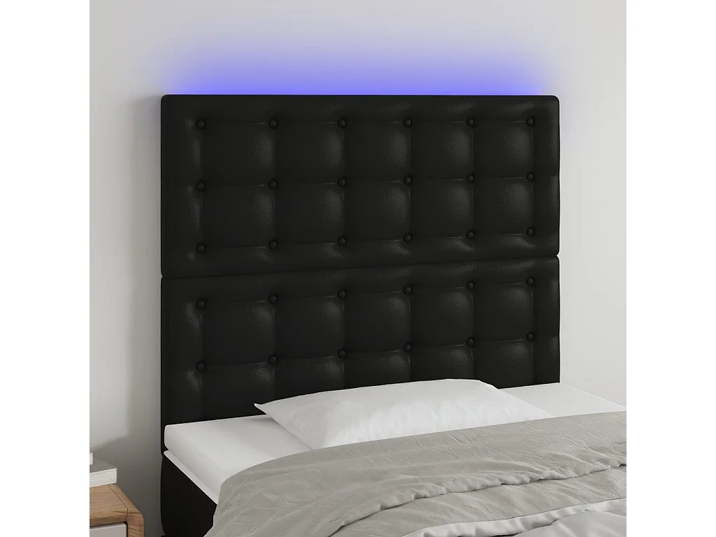 Hoofdbord | Hoofdeinde LED 80x5x118/128 cm kunstleer zwart