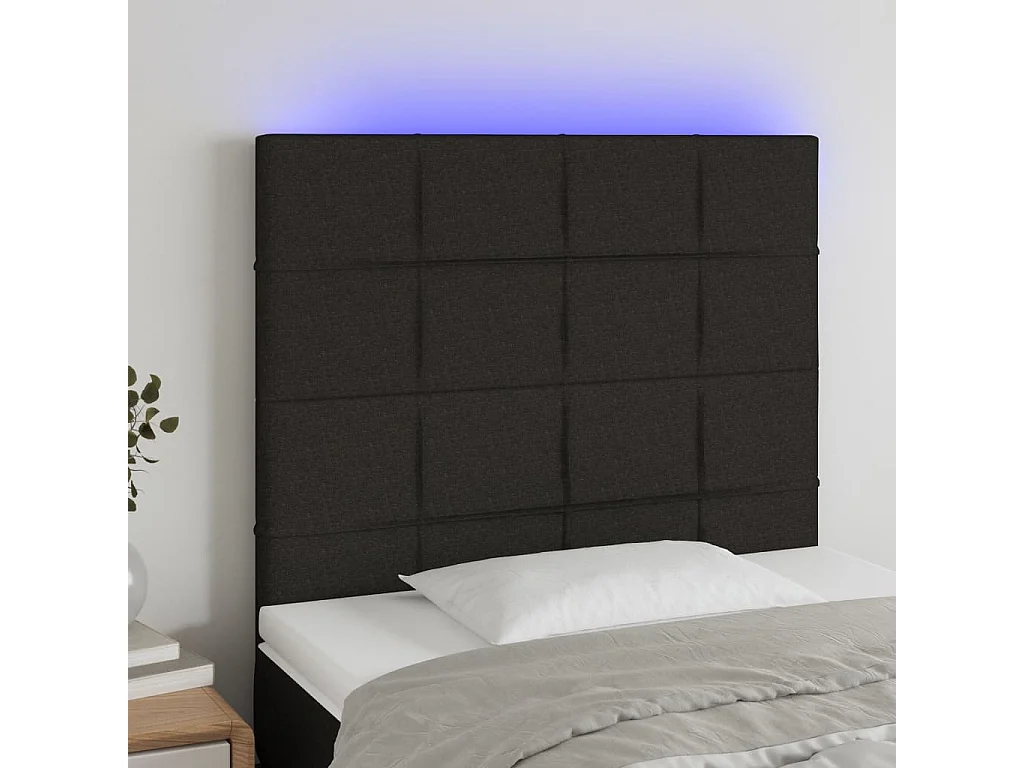 Hoofdbord | Hoofdeinde LED 100x5x118/128 cm stof zwart