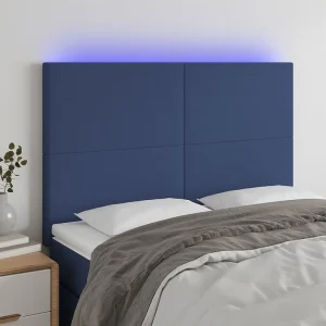 Hoofdbord | Hoofdeinde LED 144x5x118/128 cm stof blauw Hoofdbord | Hoofdeinde LED 144x5x118/128 cm stof blauw