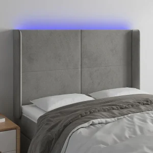 Hoofdbord | Hoofdeinde LED 147x16x118/128 cm fluweel lichtgrijs