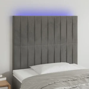 Hoofdbord | Hoofdeinde LED 80x5x118/128 cm fluweel lichtgrijs Hoofdbord | Hoofdeinde LED 80x5x118/128 cm fluweel lichtgrijs