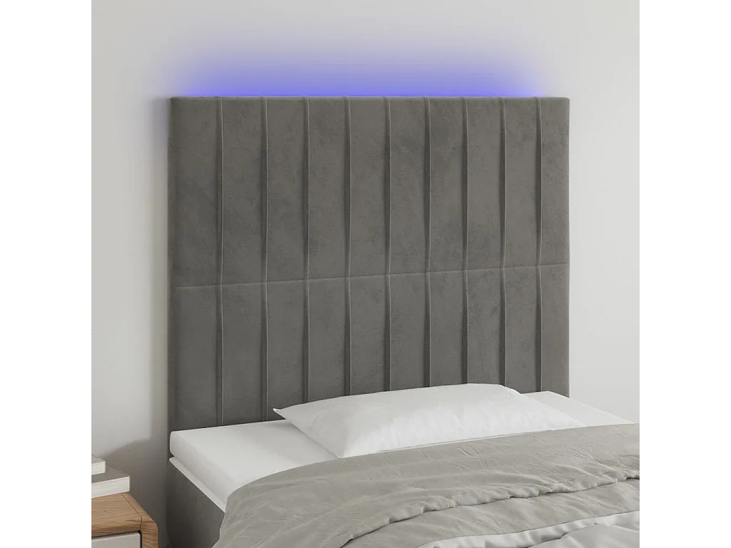 Hoofdbord | Hoofdeinde LED 80x5x118/128 cm fluweel lichtgrijs