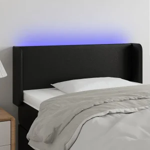 Hoofdbord | Hoofdeinde LED 103x16x78/88 cm kunstleer zwart Hoofdbord | Hoofdeinde LED 103x16x78/88 cm kunstleer zwart