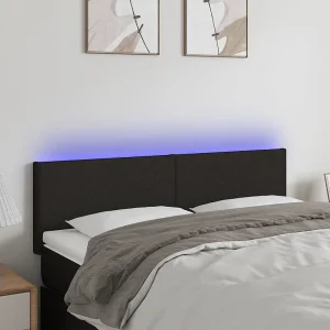 Hoofdbord | Hoofdeinde LED 144x5x78/88 cm stof zwart