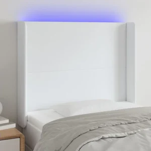 Hoofdbord | Hoofdeinde LED 83x16x118/128 cm kunstleer wit Hoofdbord | Hoofdeinde LED 83x16x118/128 cm kunstleer wit