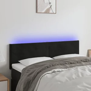 Hoofdbord | Hoofdeinde LED 144x5x78/88 cm fluweel zwart