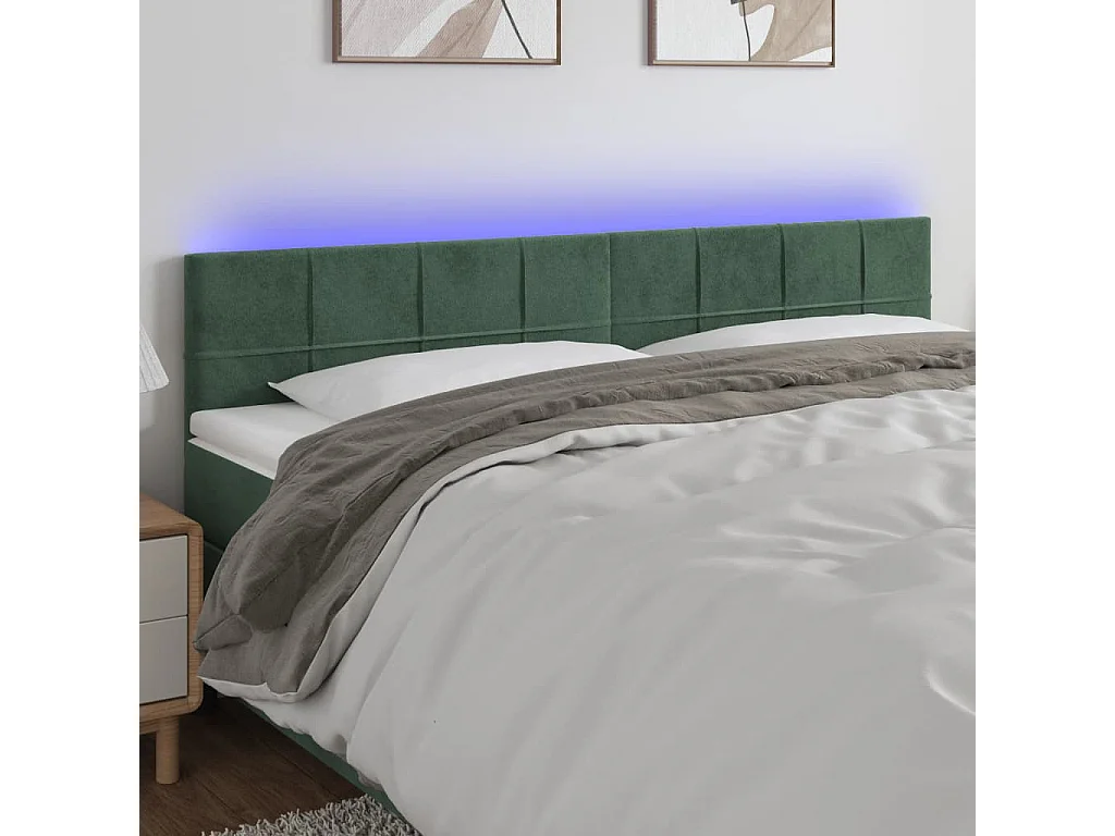 Hoofdbord | Hoofdeinde LED 160x5x78/88 cm fluweel donkergroen