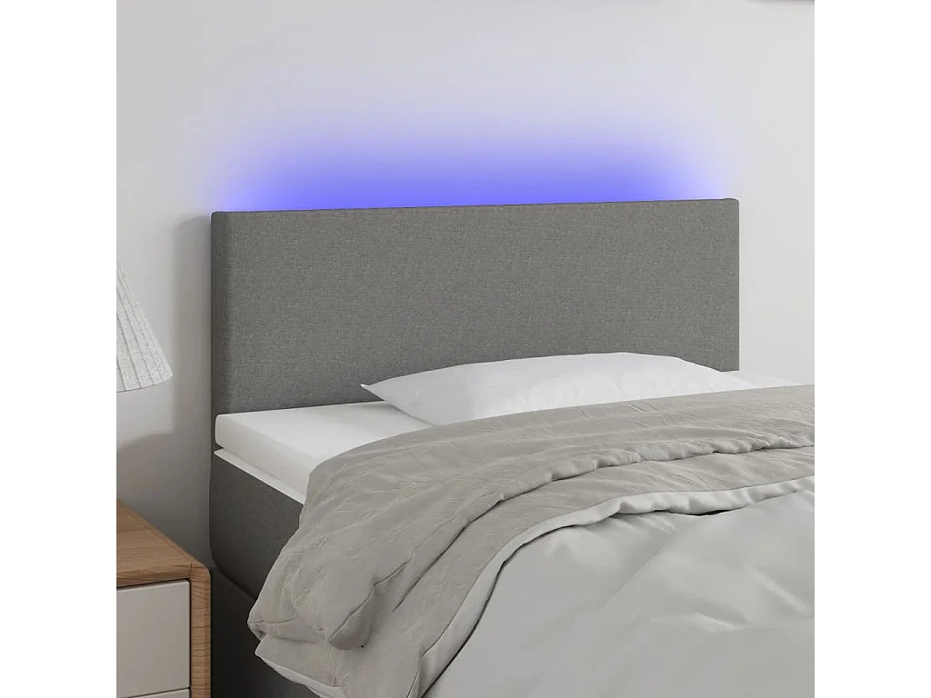 Hoofdbord | Hoofdeinde LED 90x5x78/88 cm stof donkergrijs