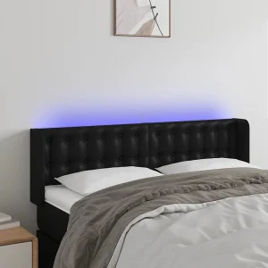 Hoofdbord | Hoofdeinde LED 147x16x78/88 cm kunstleer zwart