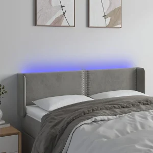 Hoofdbord | Hoofdeinde LED 147x16x78/88 cm fluweel lichtgrijs
