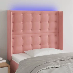 Hoofdbord | Hoofdeinde LED 83x16x118/128 cm fluweel roze Hoofdbord | Hoofdeinde LED 83x16x118/128 cm fluweel roze