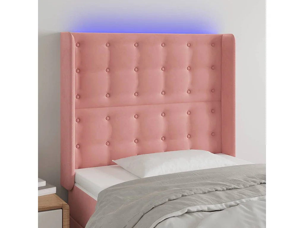 Hoofdbord | Hoofdeinde LED 83x16x118/128 cm fluweel roze