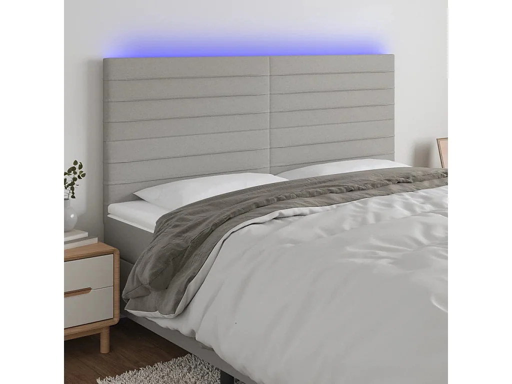 Hoofdbord | Hoofdeinde LED 180x5x118/128 cm stof lichtgrijs