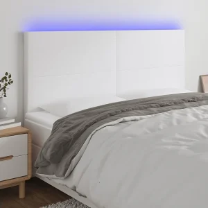 Hoofdbord | Hoofdeinde LED 180x5x118/128 cm kunstleer wit Hoofdbord | Hoofdeinde LED 180x5x118/128 cm kunstleer wit