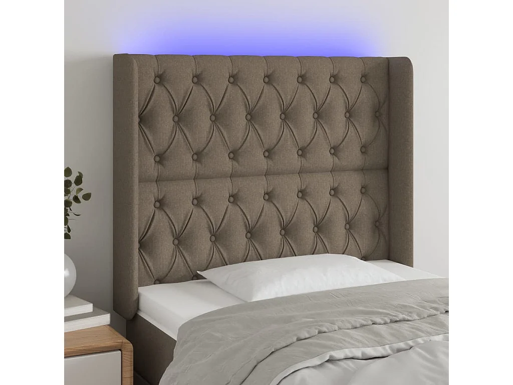 Hoofdbord | Hoofdeinde LED 93x16x118/128 cm stof taupe