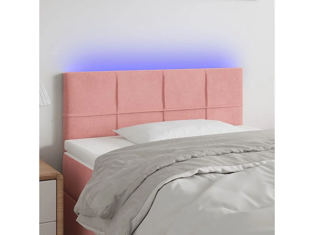 Hoofdbord | Hoofdeinde LED 100x5x78/88 cm fluweel roze
