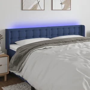 Hoofdbord | Hoofdeinde LED 163x16x78/88 cm stof blauw Hoofdbord | Hoofdeinde LED 163x16x78/88 cm stof blauw