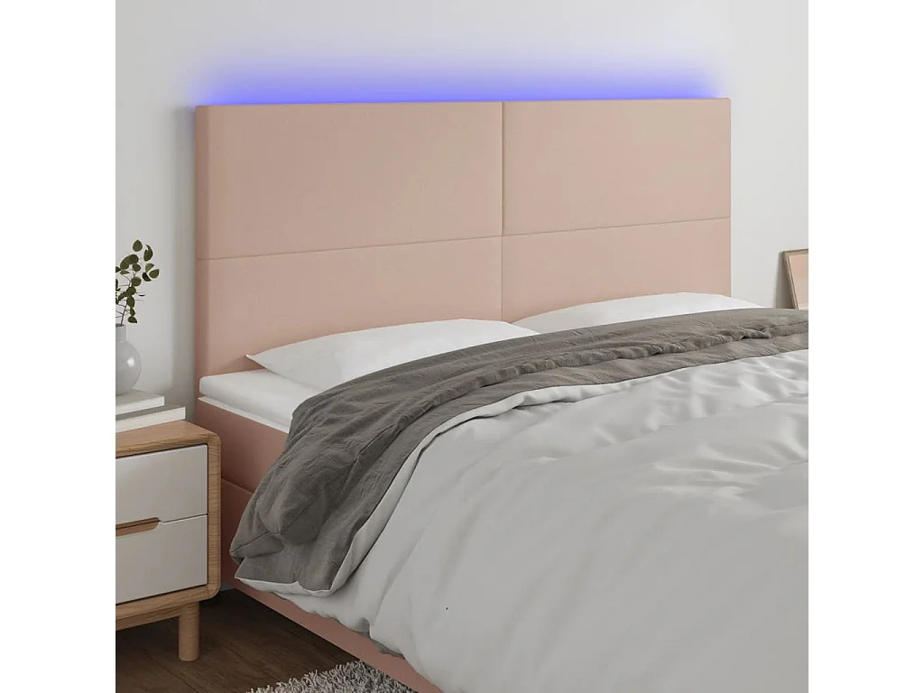 Hoofdbord | Hoofdeinde LED 180x5x118/128 cm kunstleer cappuccinokleurig