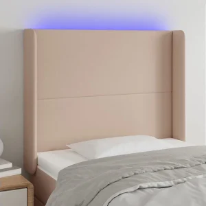 Hoofdbord | Hoofdeinde LED 93x16x118/128 cm kunstleer cappuccinokleurig Hoofdbord | Hoofdeinde LED 93x16x118/128 cm kunstleer cappuccinokleurig