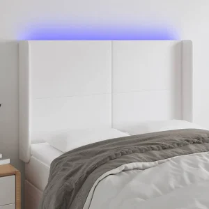 Hoofdbord | Hoofdeinde LED 147x16x118/128 cm kunstleer wit