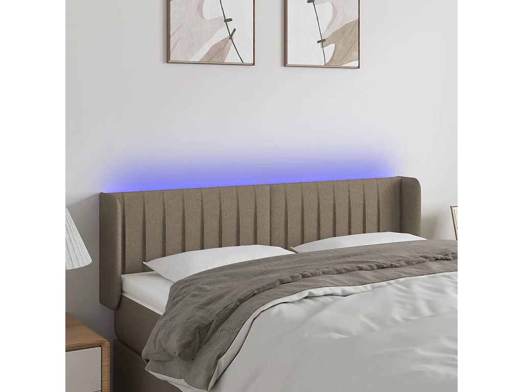Hoofdbord | Hoofdeinde LED 147x16x78/88 cm stof taupe