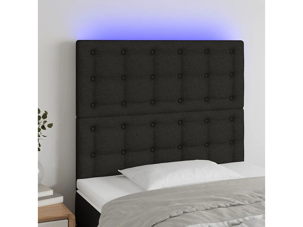 Hoofdbord | Hoofdeinde LED 100x5x118/128 cm stof zwart