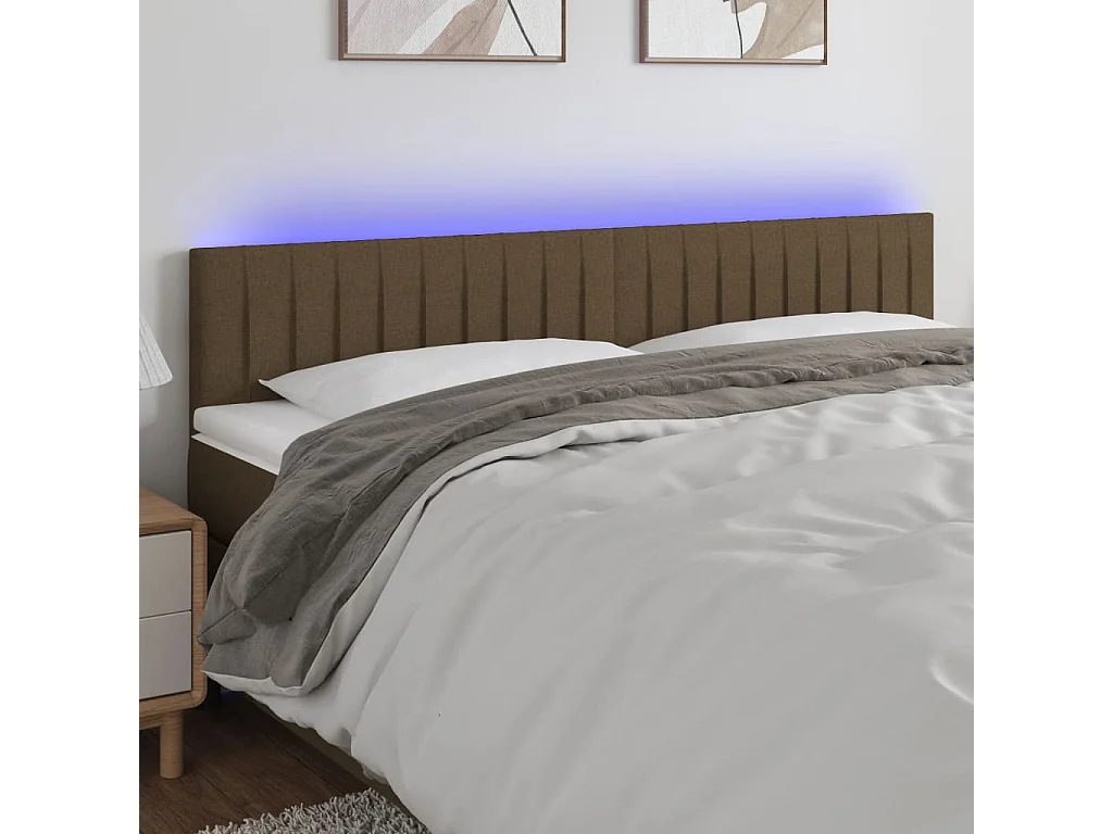Hoofdbord | Hoofdeinde LED 160x5x78/88 cm stof donkerbruin