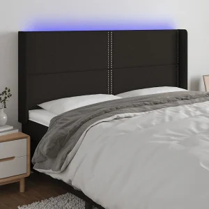Hoofdbord | Hoofdeinde LED 163x16x118/128 cm stof zwart Hoofdbord | Hoofdeinde LED 163x16x118/128 cm stof zwart