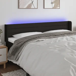 Hoofdbord | Hoofdeinde LED 163x16x78/88 cm stof zwart Hoofdbord | Hoofdeinde LED 163x16x78/88 cm stof zwart