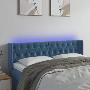 Hoofdbord | Hoofdeinde LED 163x16x78/88 cm fluweel donkerblauw Hoofdbord | Hoofdeinde LED 163x16x78/88 cm fluweel donkerblauw
