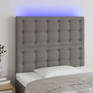 Hoofdbord | Hoofdeinde LED 80x5x118/128 cm stof donkergrijs Hoofdbord | Hoofdeinde LED 80x5x118/128 cm stof donkergrijs
