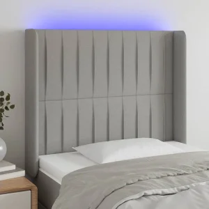 Hoofdbord | Hoofdeinde LED 103x16x118/128 cm stof lichtgrijs Hoofdbord | Hoofdeinde LED 103x16x118/128 cm stof lichtgrijs