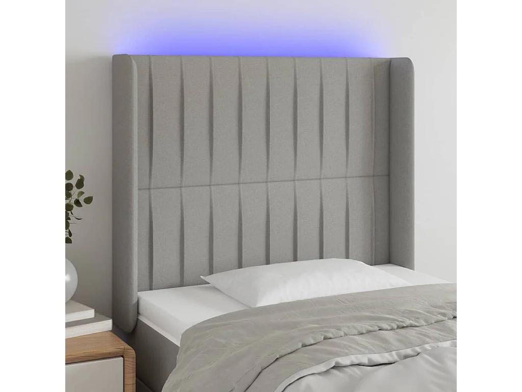 Hoofdbord | Hoofdeinde LED 103x16x118/128 cm stof lichtgrijs