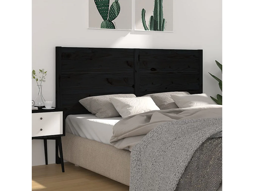 Hoofdbord | Hoofdeinde 126x4x100 cm massief grenenhout zwart