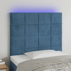 Hoofdbord | Hoofdeinde LED 100x5x118/128 cm fluweel donkerblauw Hoofdbord | Hoofdeinde LED 100x5x118/128 cm fluweel donkerblauw
