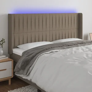 Hoofdbord | Hoofdeinde LED 183x16x118/128 cm stof taupe Hoofdbord | Hoofdeinde LED 183x16x118/128 cm stof taupe
