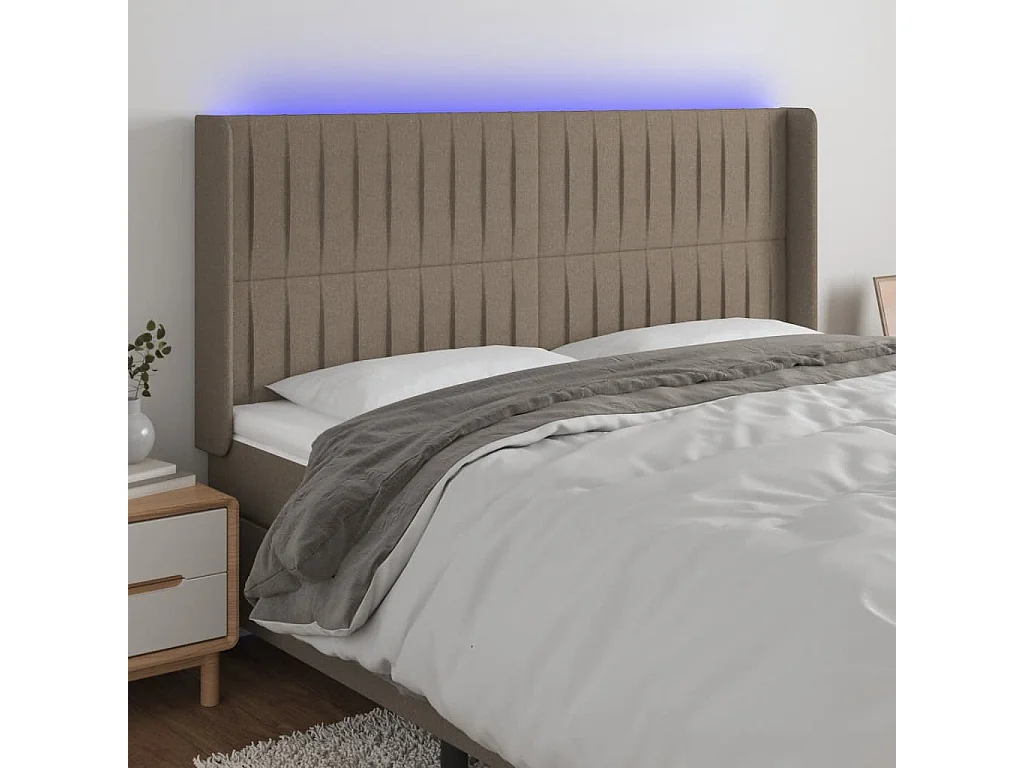 Hoofdbord | Hoofdeinde LED 183x16x118/128 cm stof taupe