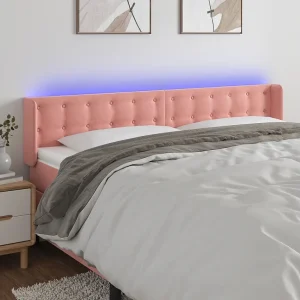 Hoofdbord | Hoofdeinde LED 183x16x78/88 cm fluweel roze