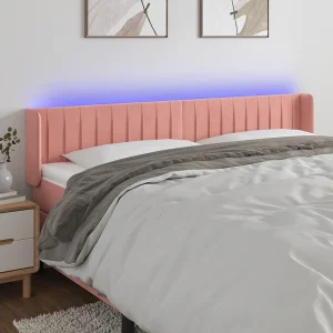 Hoofdbord | Hoofdeinde LED 163x16x78/88 cm fluweel roze Hoofdbord | Hoofdeinde LED 163x16x78/88 cm fluweel roze