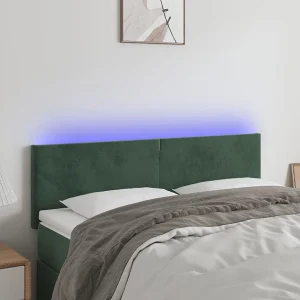 Hoofdbord | Hoofdeinde LED 144x5x78/88 cm fluweel donkergroen Hoofdbord | Hoofdeinde LED 144x5x78/88 cm fluweel donkergroen