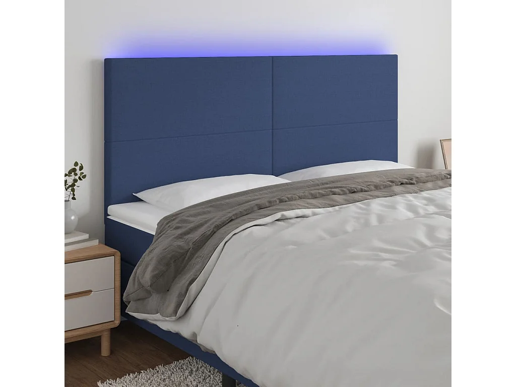 Hoofdbord | Hoofdeinde LED 200x5x118/128 cm stof blauw