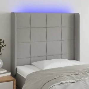 Hoofdbord | Hoofdeinde LED 103x16x118/128 cm stof lichtgrijs Hoofdbord | Hoofdeinde LED 103x16x118/128 cm stof lichtgrijs